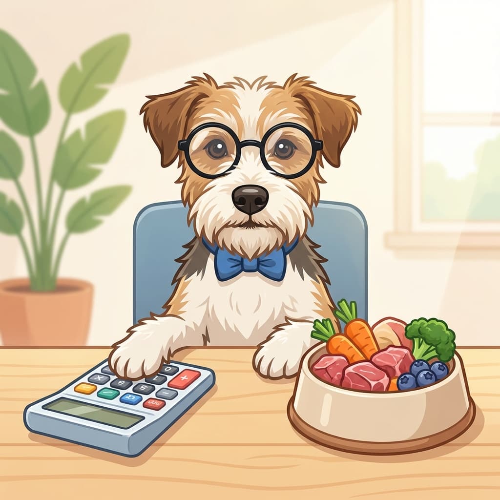 Perro calculando su dieta